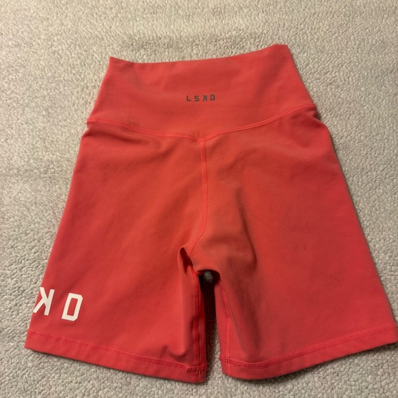 LSKD Coral Pink Evolved Mid Bike Shorts Evolution Sporty Activewear Logo Rare - Picture 12 of 13